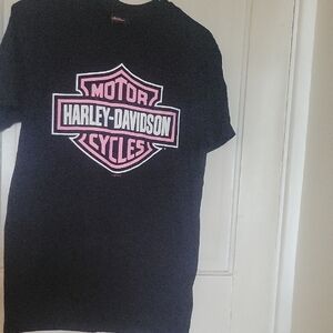 Harley-Davidson Black Tee with Pink Emblem